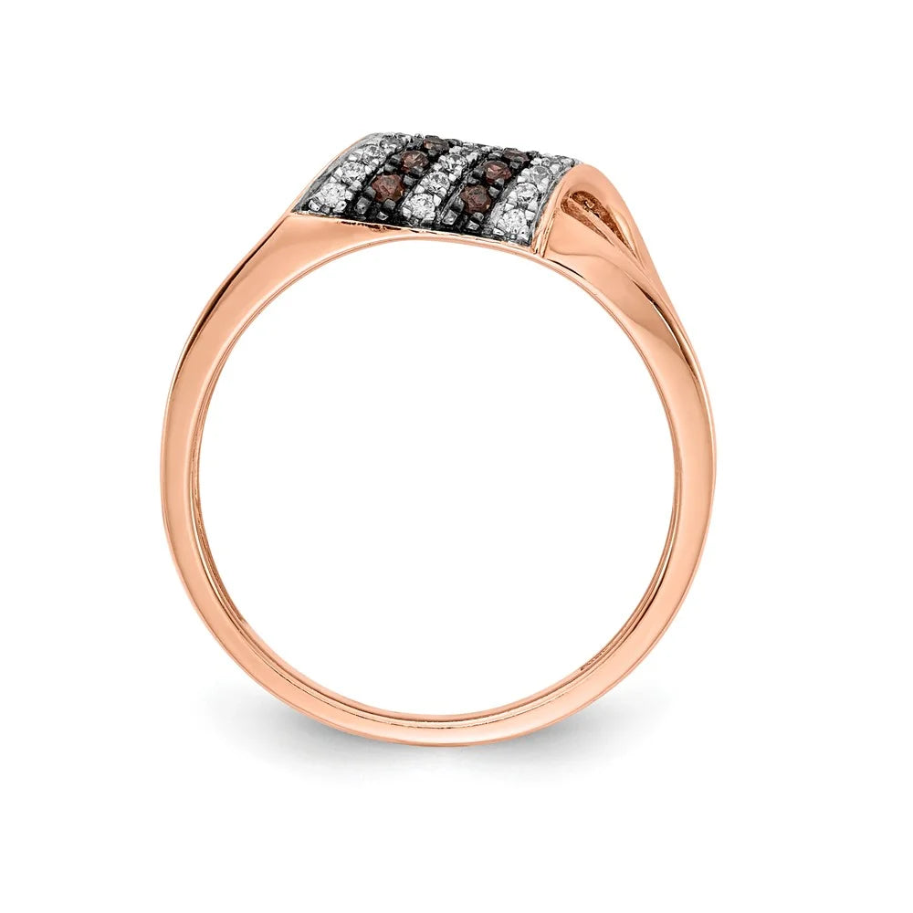 14kt Rose Gold White and Champagne Diamond Ring Size 7 C70724