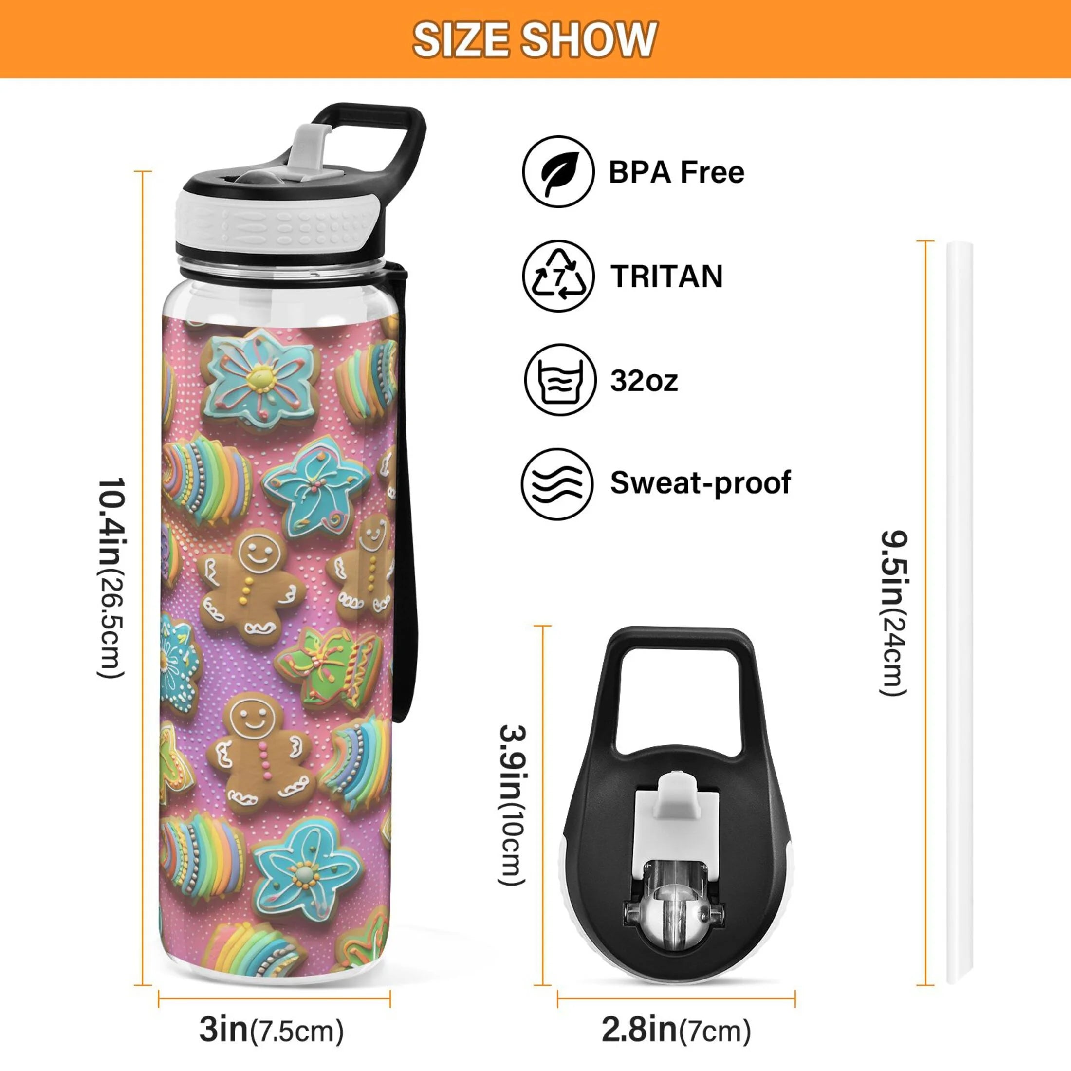 Pink 32oz Tritan Leakproof Sports Water Bottle with Straw L56451