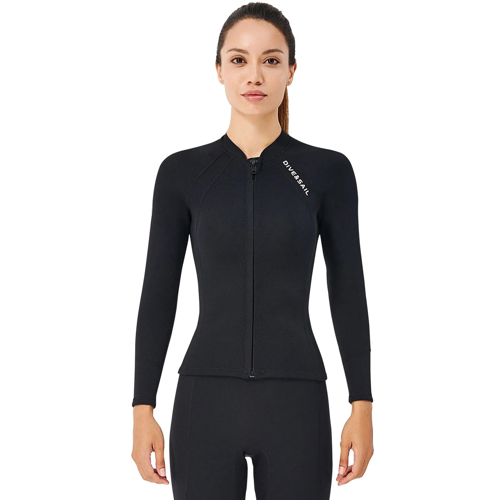 2mm Neoprene Front Zipper Wetsuits Jacket Long Sleeves V769