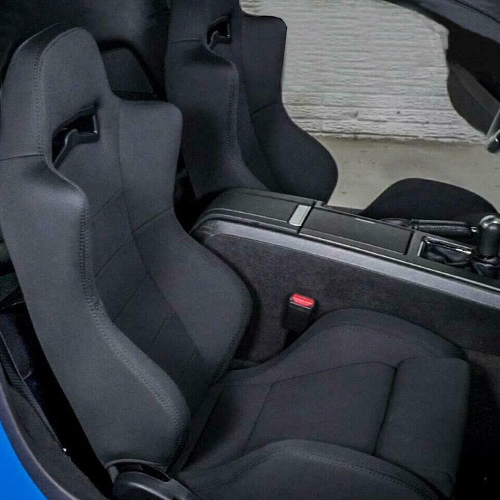 Racing Bucket Seats with Sliders Rails Red Stitch Black Cloth Set of 2 M735937