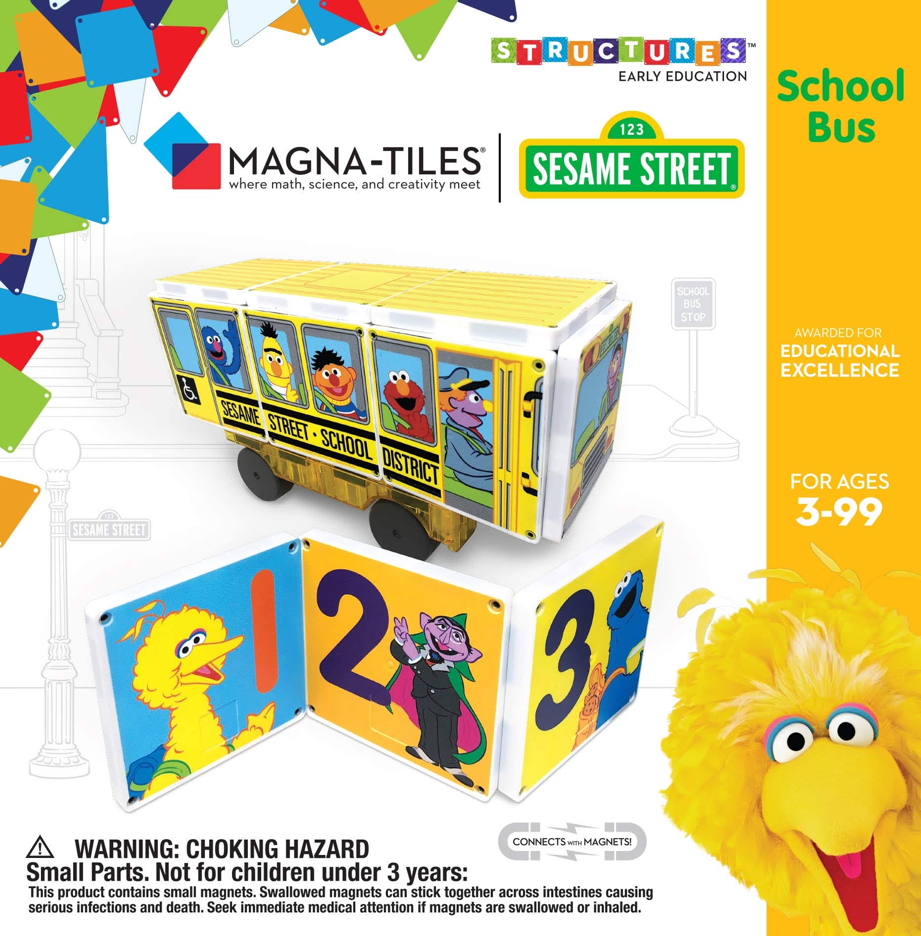 Sesame Street School Bus Magna-Tiles Structures X2899
