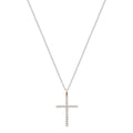 Round White Diamond Cross Pendant with 18 Inch Silver Chain in 14K Rose Gold G571