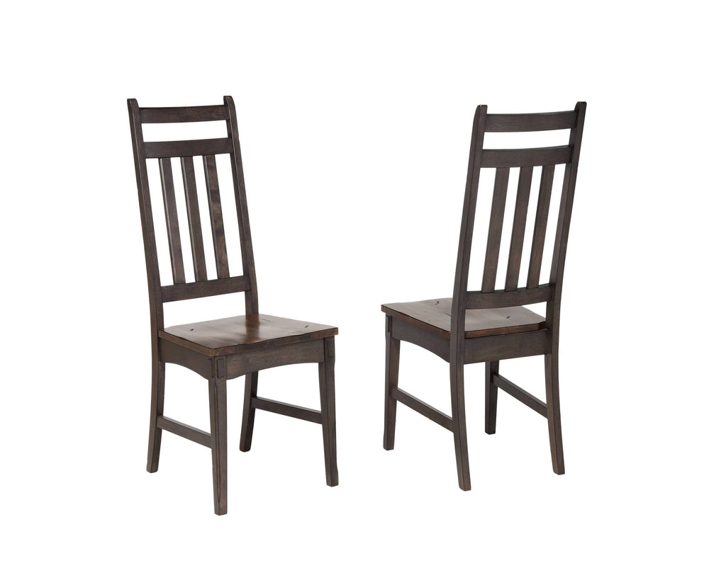 Grey Brown Wood Slatback Dining Side Chairs (Set of 2) V69825