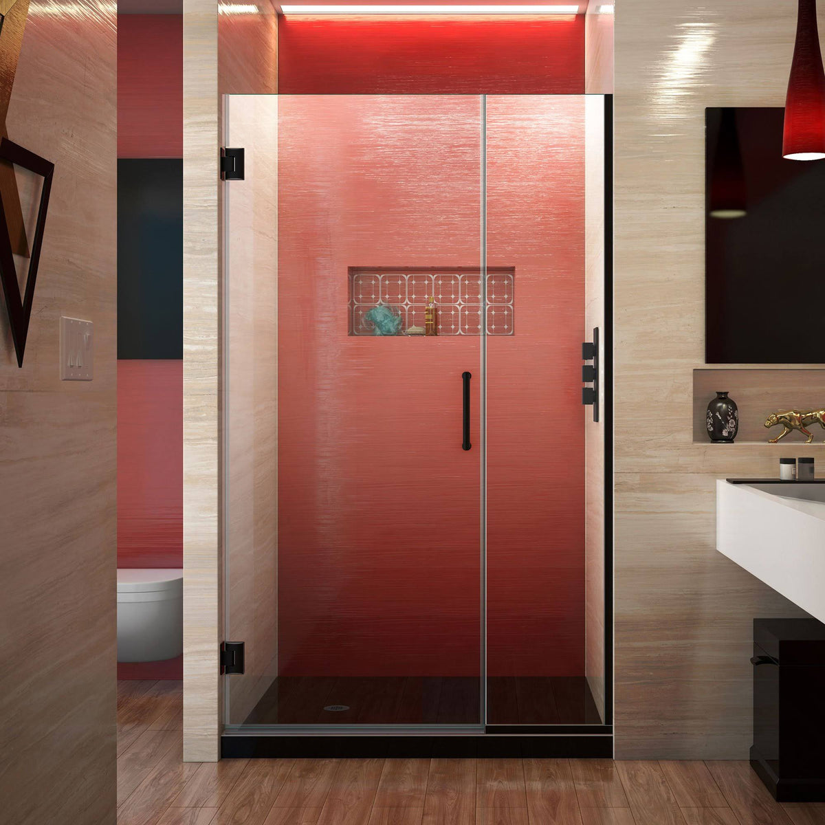 Frameless Hinged Shower Door in Satin Black E137