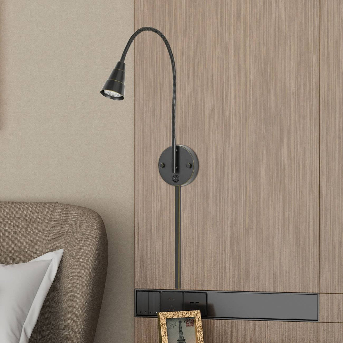 Dark Bronze LED Wall Mount Gooseneck Lamp C3722