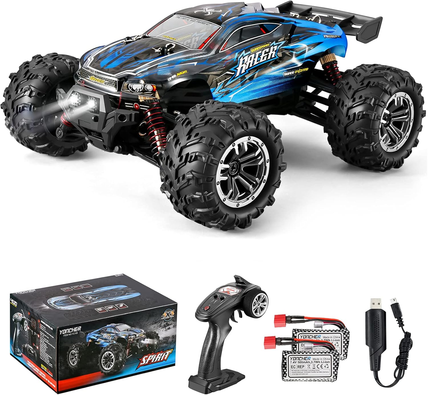 RC Car 4WD Waterproof Off Road Monster Truck with 2 Batteries D700
