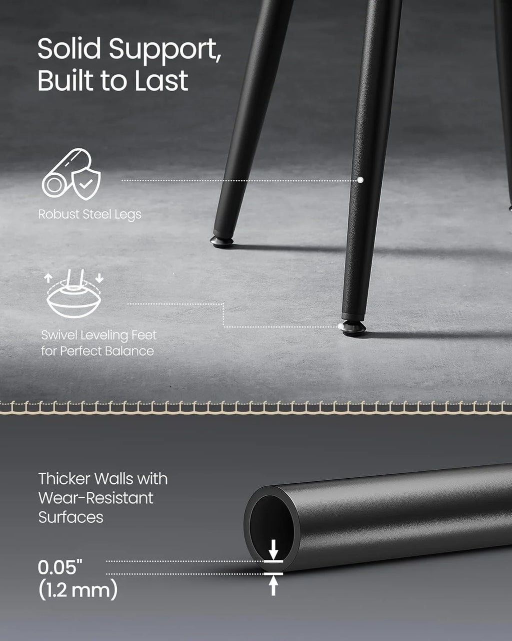 Ink Black Upholstered Dining Stools Set of 2 O7887