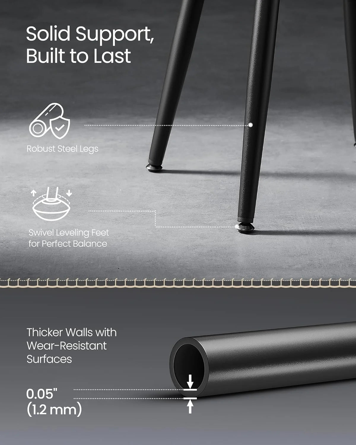 Ink Black Upholstered Dining Stools Set of 2 O7887