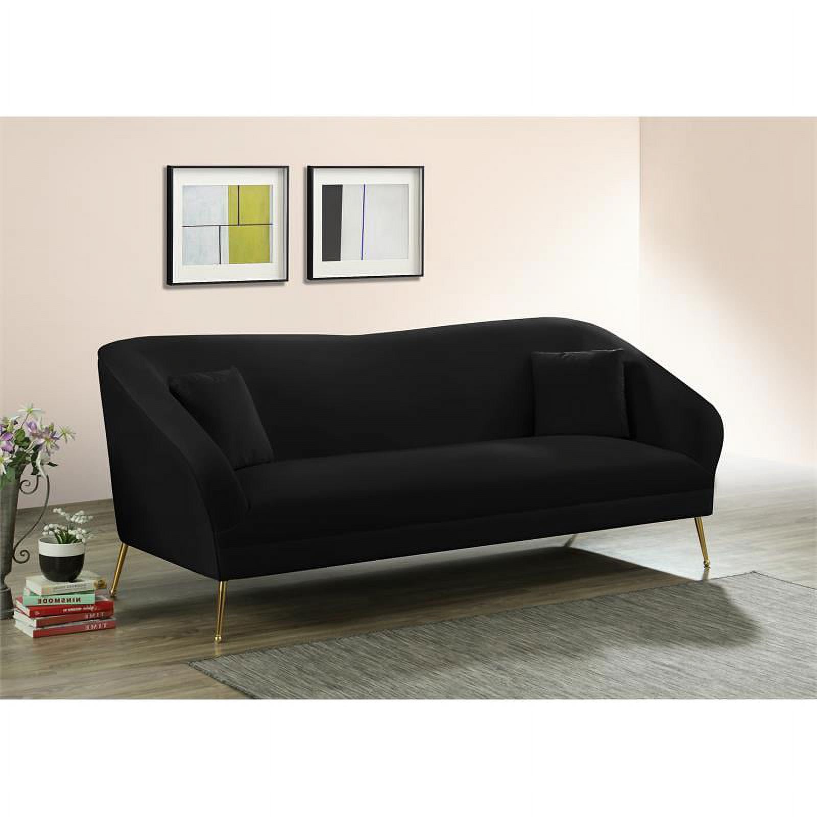 3-Piece Velvet Chair Loveseat & Sofa Set in Black O97664