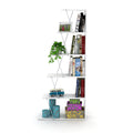 Chrome-White 5-Shelf Angled Bookcase F906