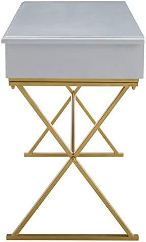 Gray Wood and Metal Two Drawer Desk C250