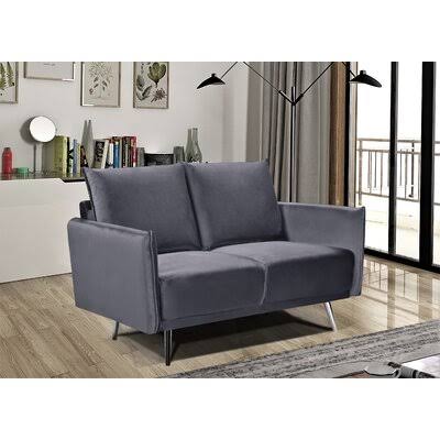 Gray Velvet Round Arm Loveseat I535