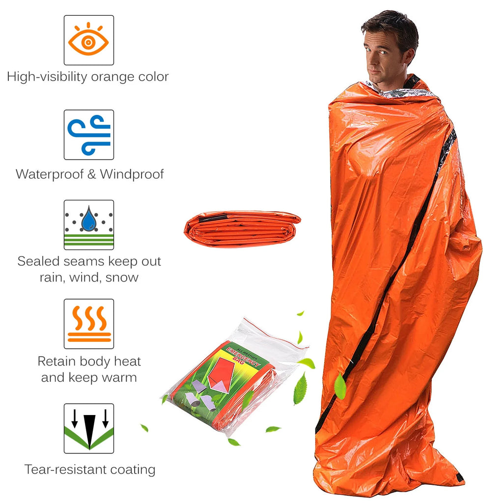 Waterproof Thermal Poncho Raincoat with Sleeping Bag and Tent Shelter O419