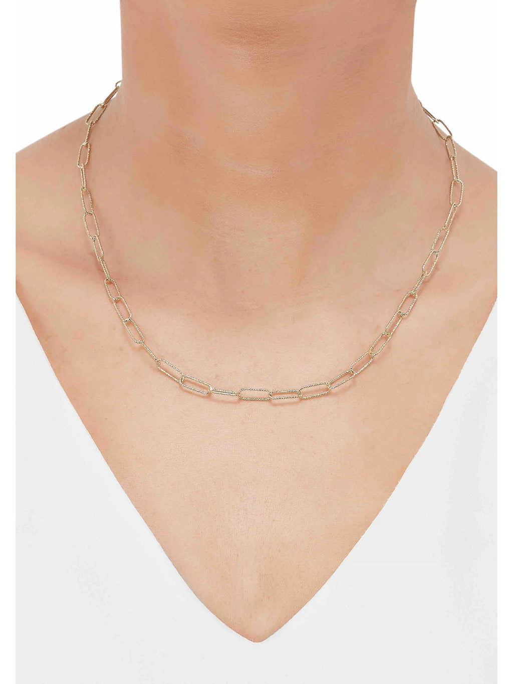 4.3mm Textured Paperclip Chain Necklace in 10kt Yellow Gold, 18" S50112