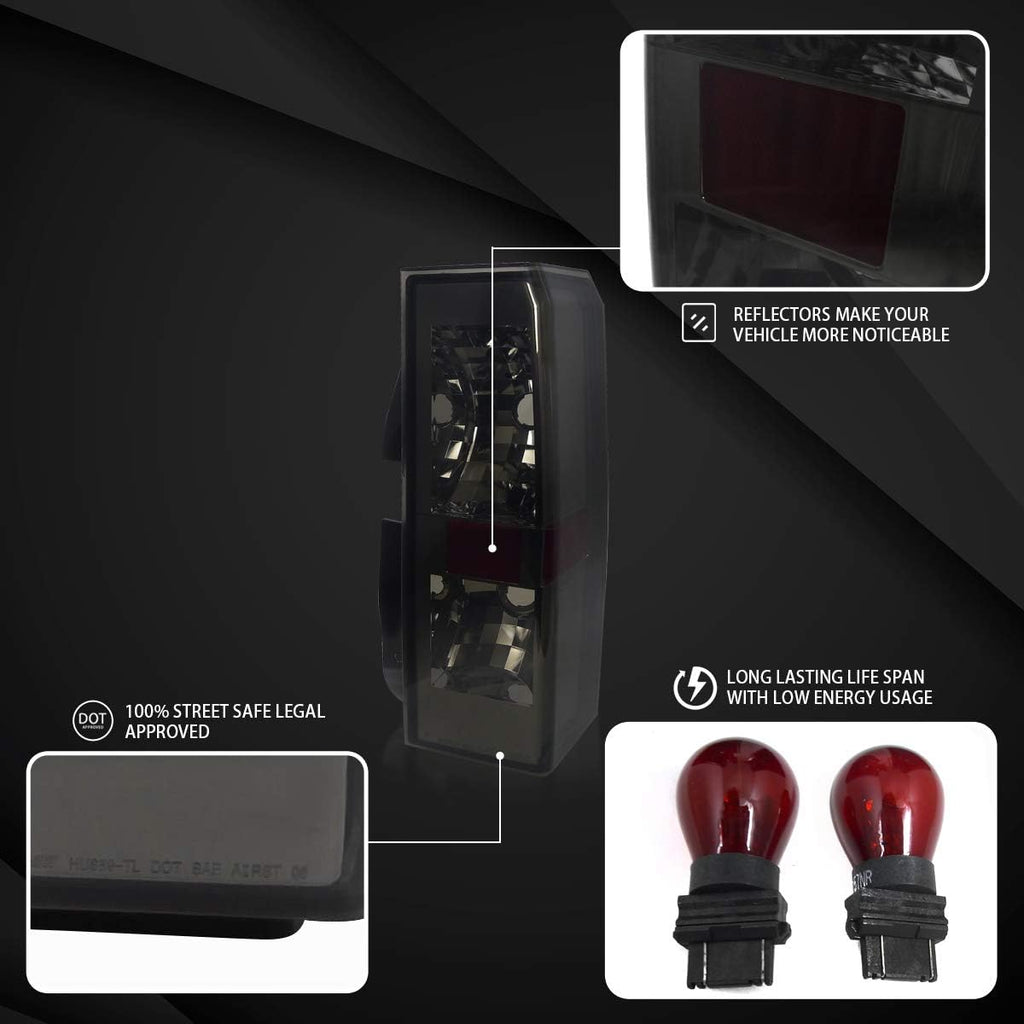 Smoke Euro Tail Lights L+R Pair Taillight Assembly U612