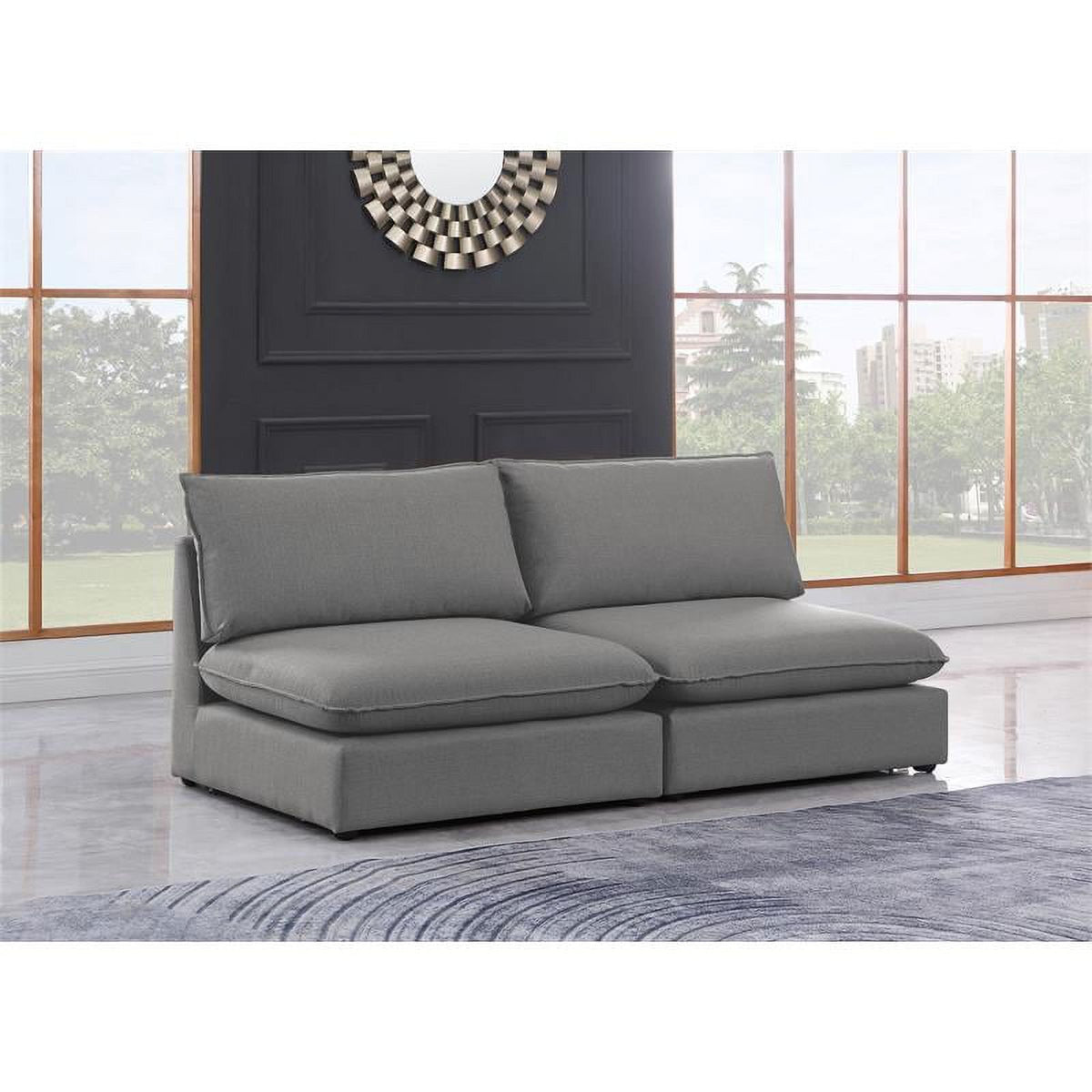 Grey Linen Textured Modular Sofa Y380272