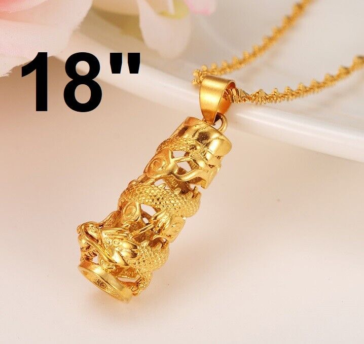 24k Gold Filled Dragon Pendant Chain Link Necklace W256629