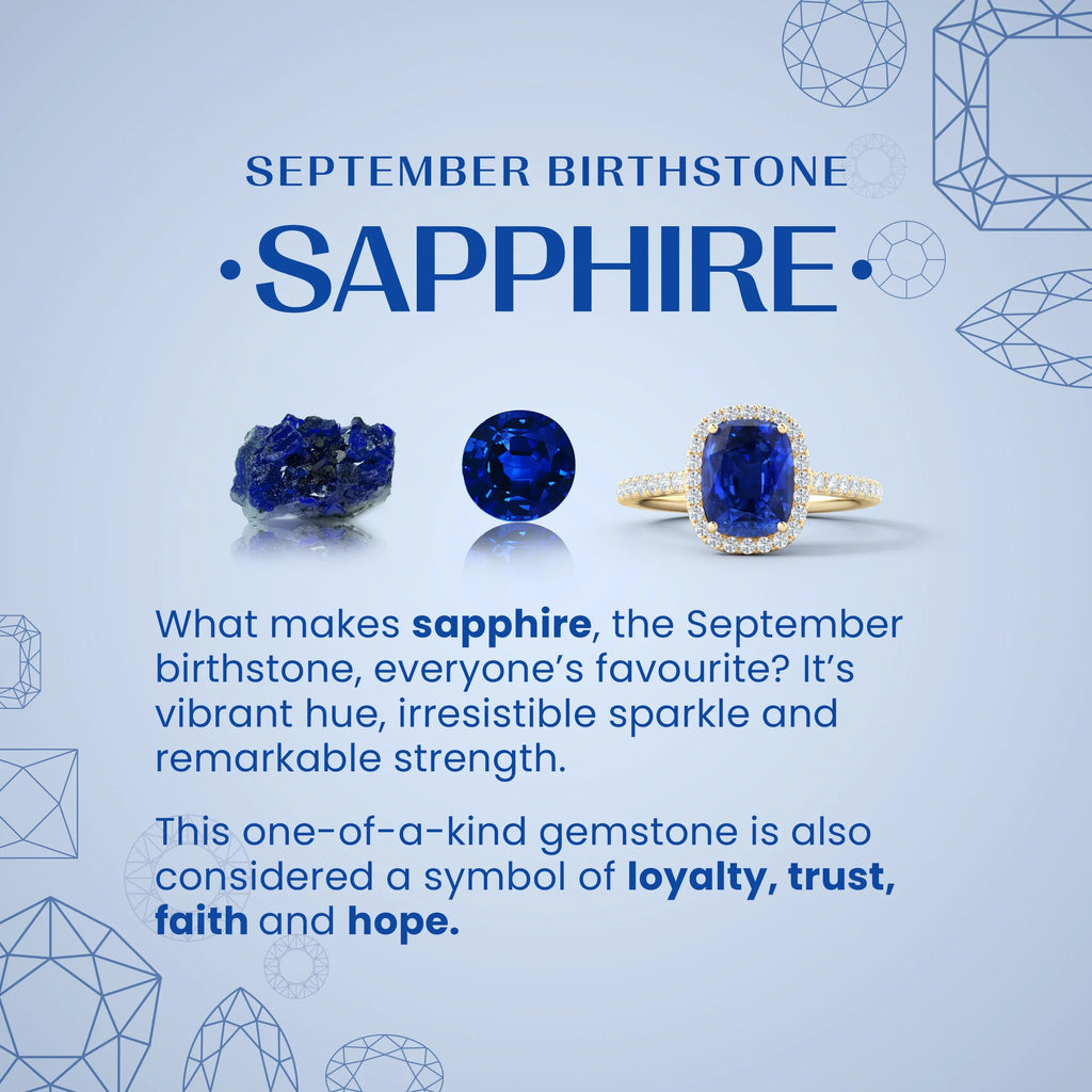 Natural Blue Sapphire & Diamond Classic Ring in 14K White Gold, Size 12.5 M747