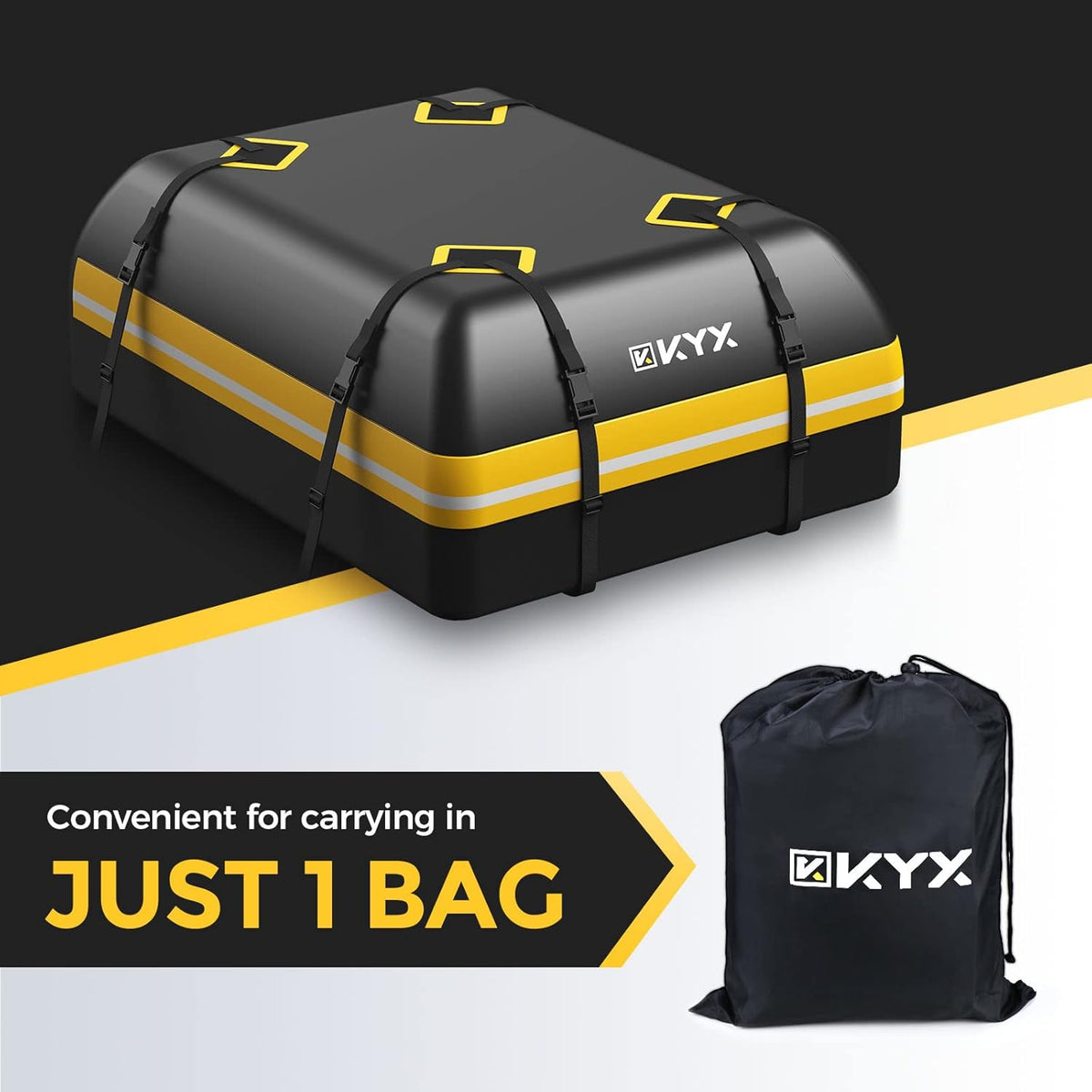 Rooftop Cargo Carrier Bag 15Cu.ft Heavy Duty 1000D Waterproof Anti-Tear X744