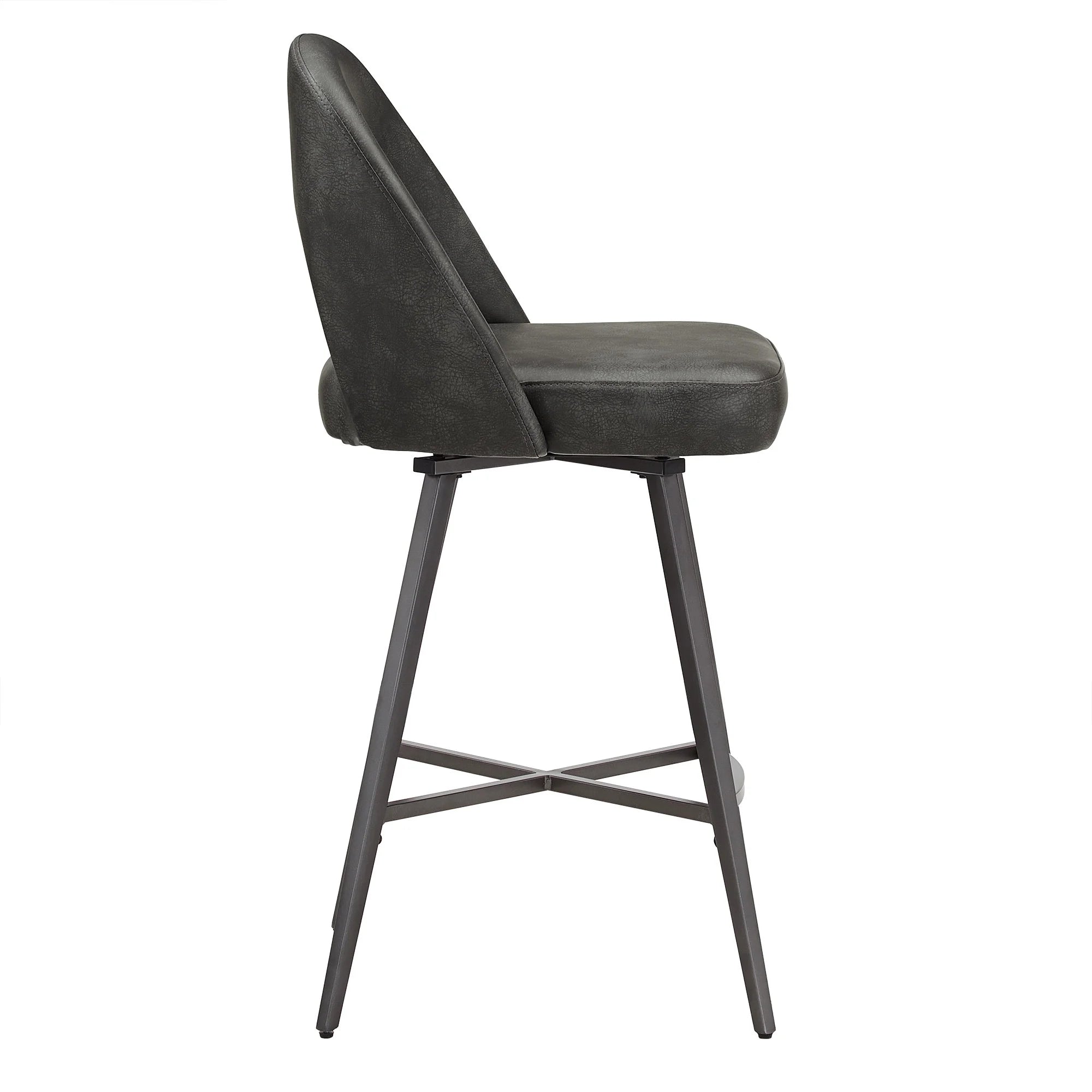 24" Metal Swivel Counter Stools, Set of 2, Dark Grey N631