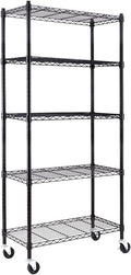 5-Shelf Adjustable Heavy Duty Carbon Steel Wire Shelving Unit Black R447