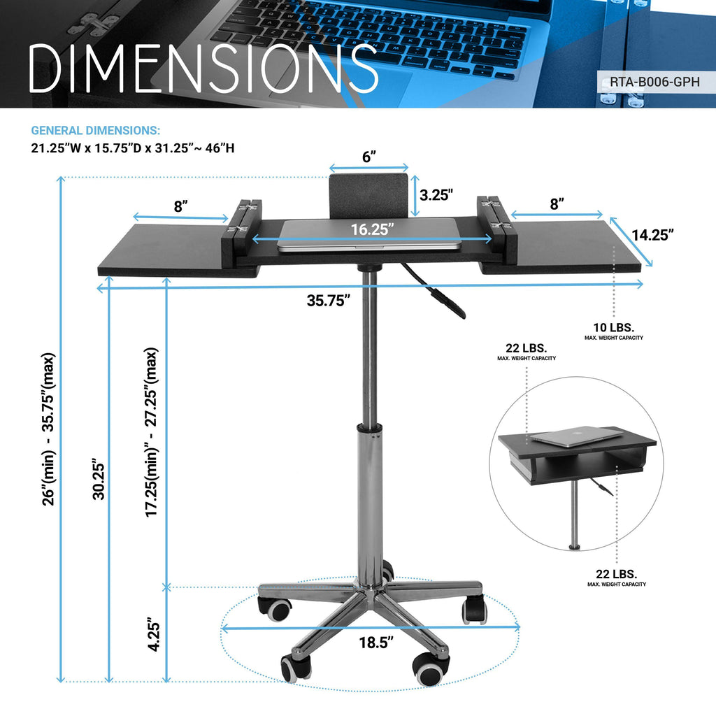 Graphite Folding Table Laptop Cart R153886