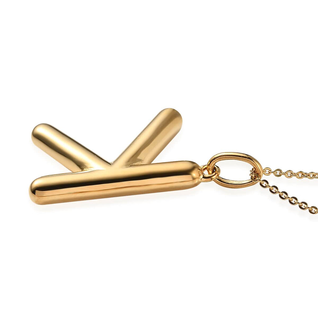 925 Sterling Silver Vermeil Yellow Gold Plated Initial K Pendant Necklace 20" 7.25 Grams B656