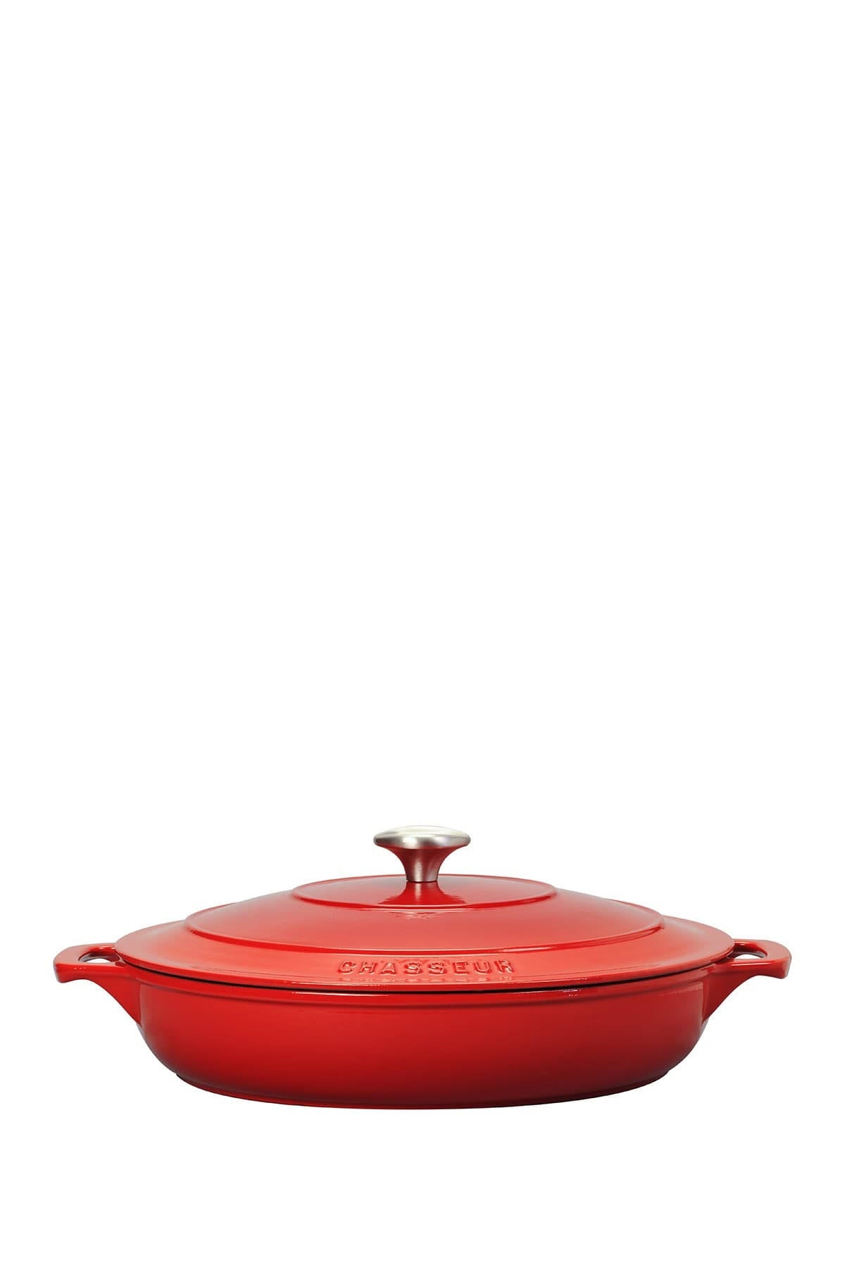 Red Enameled Cast Iron Braiser with Lid M4683