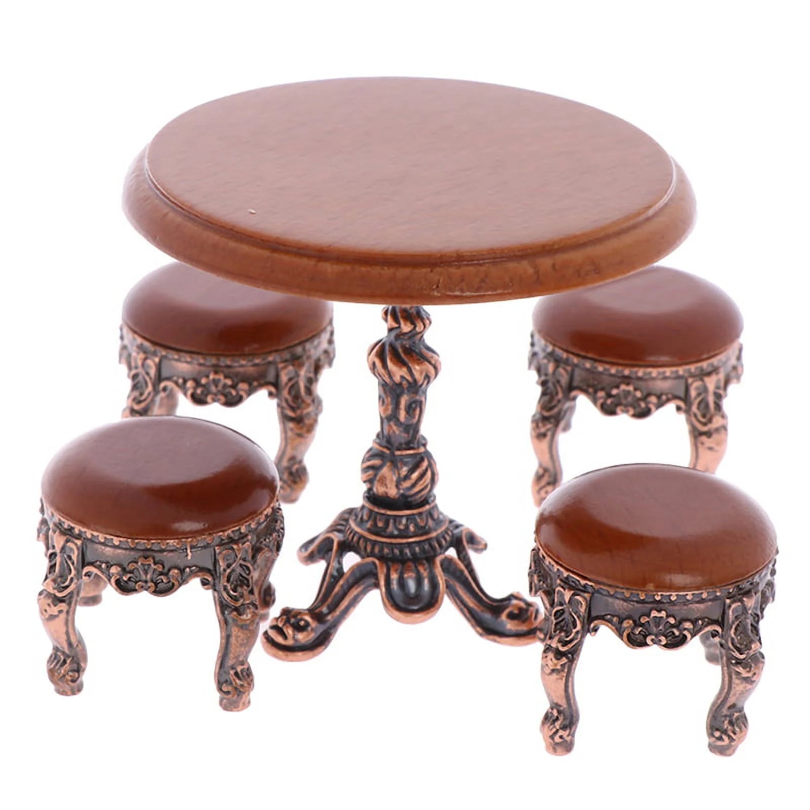 1:12 Wooden Round Kitchen Side Table And Stool B816