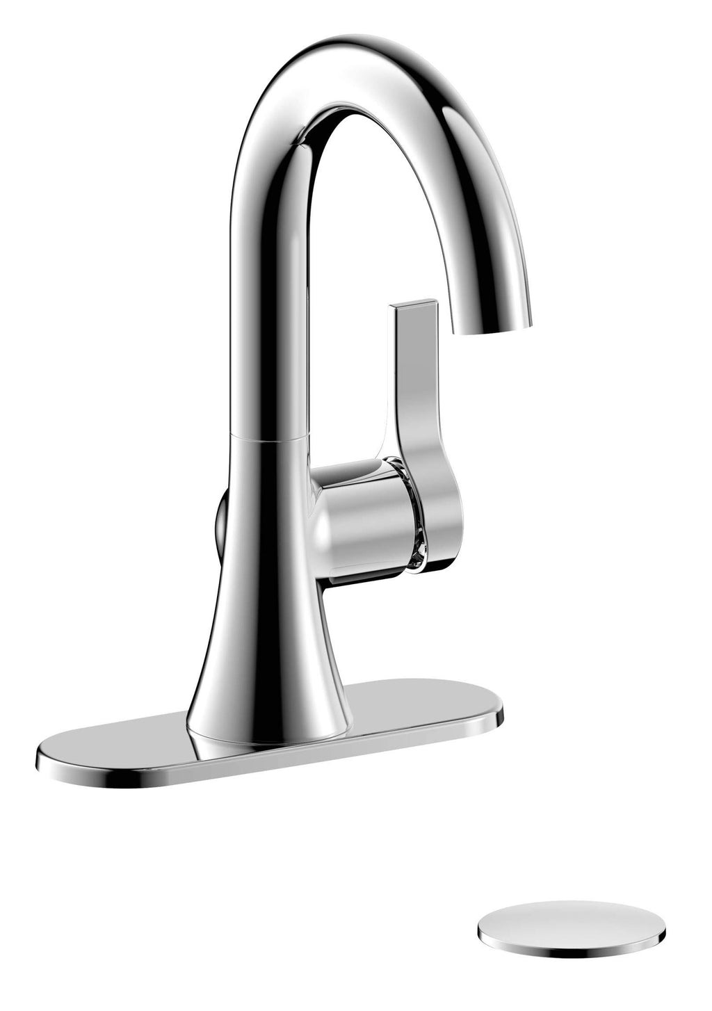 Chrome Centerset Single-Handle Bathroom Faucet with Deck Plate and Pop-Up Assembly V8433