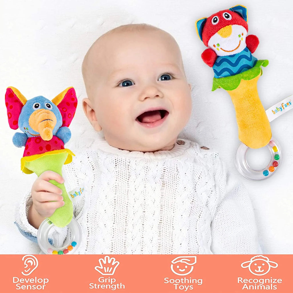 6 Pcs Baby Wrist Rattle & Foot Finder Socks Sensory Toys Soft Plush Animal Doll Newborn Gift N7141