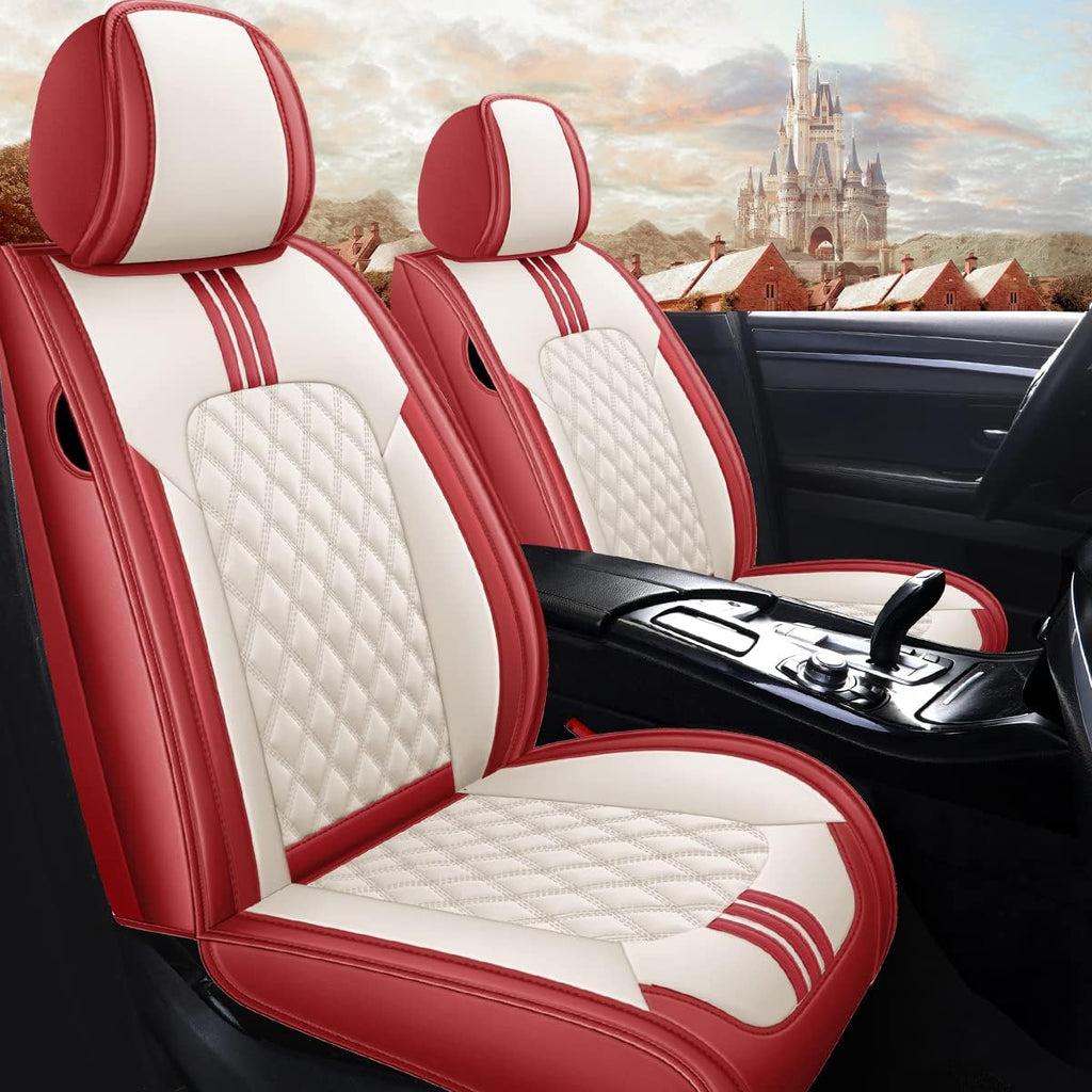 Black & Red Faux Leather Universal Car Seat Covers J107124
