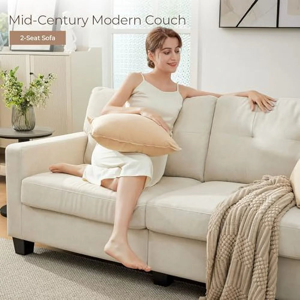 Velvet Fabric Loveseat Sofa with Solid Wood Frame C7151