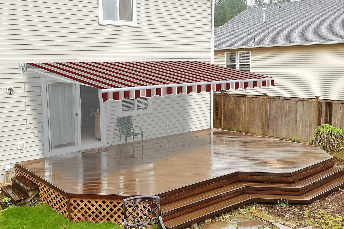 Retractable Awning Fabric Replacement 13 x 10 Feet Multi-Stripe Red Pack of 2 K928