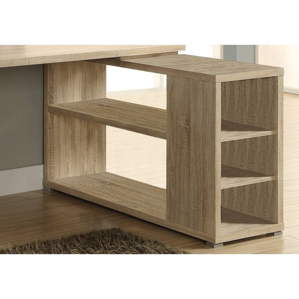 Natural Brown L-Shaped Computer Desk V9190