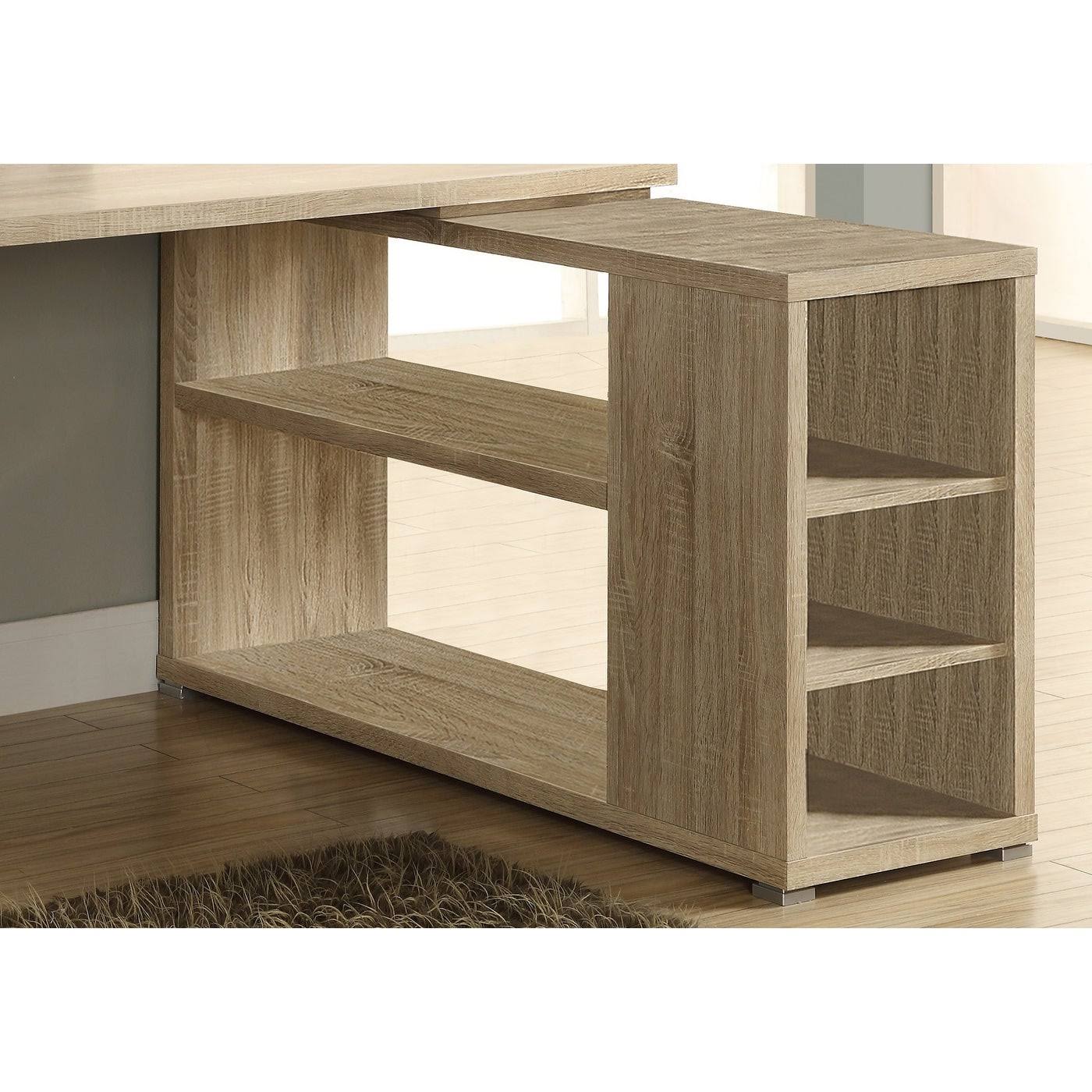 Natural Brown L-Shaped Computer Desk V9190