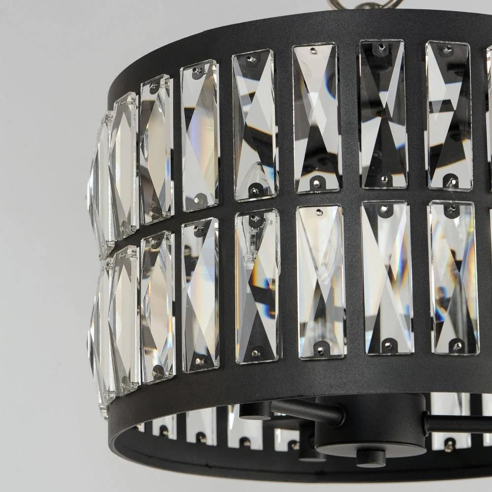 3 Light Flush Mount Black Finish I9745