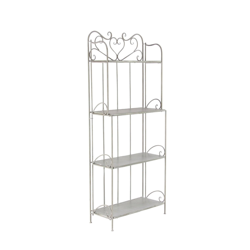 Gray Wood and Iron Four-Tier Bookshelf E87962