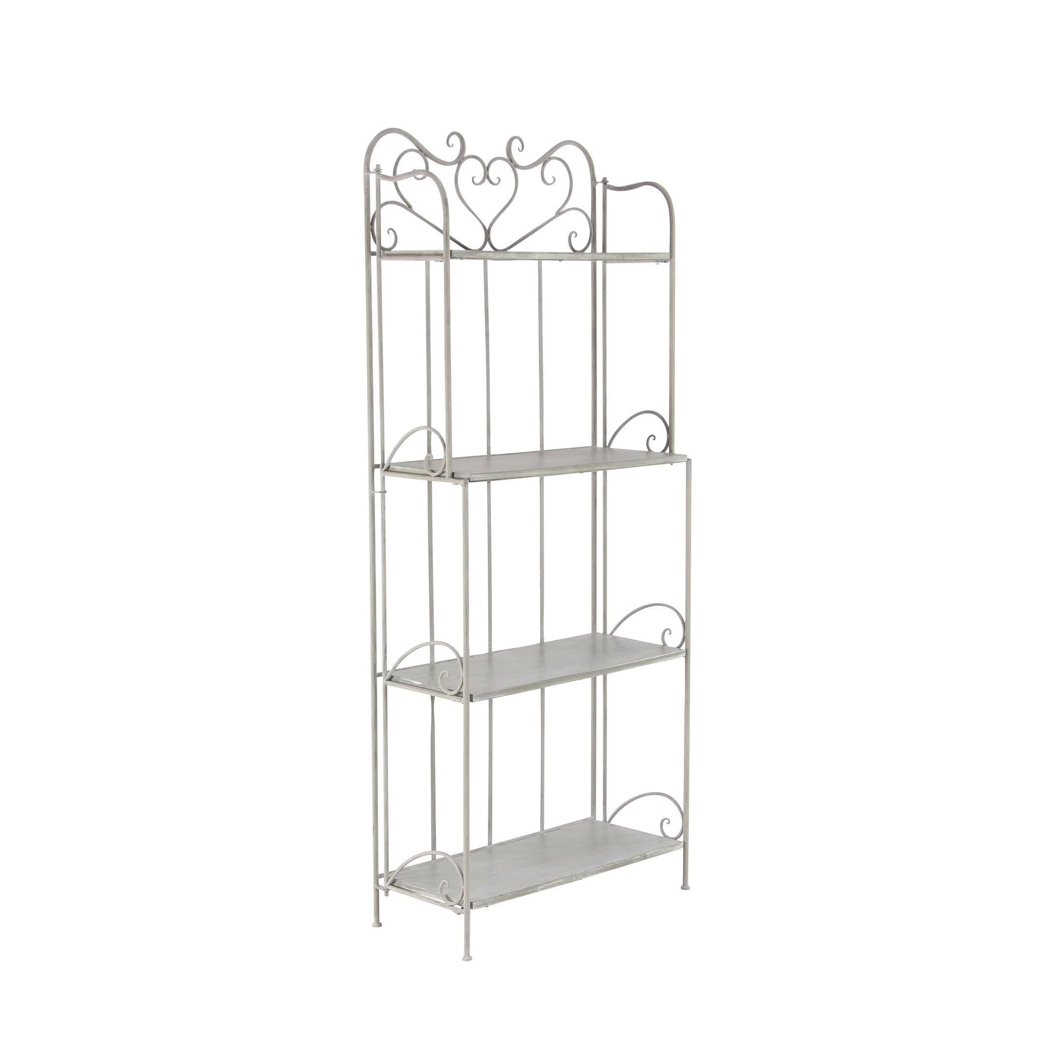 Gray Wood and Iron Four-Tier Bookshelf E87962