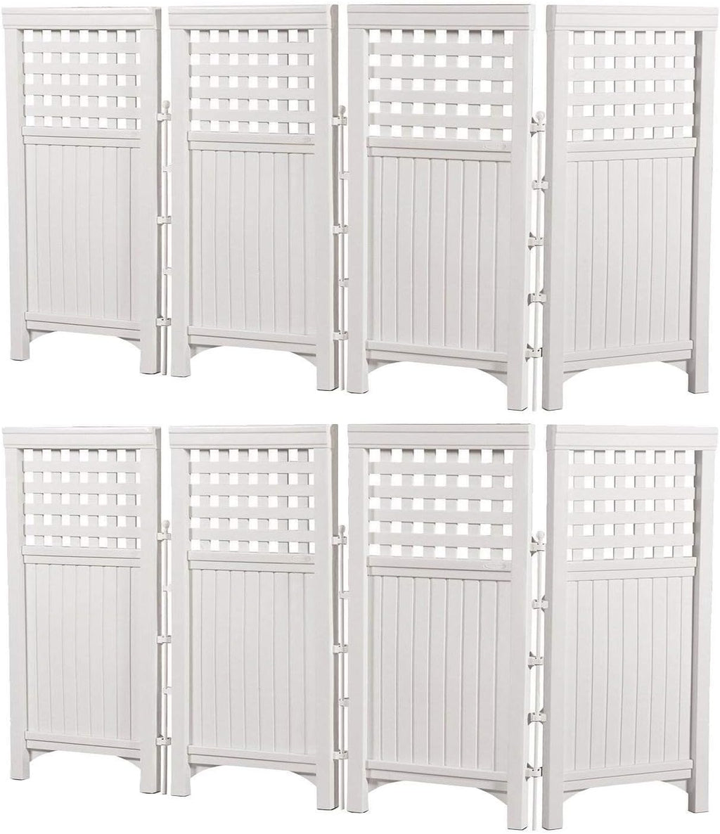 White 8 Panel Yard Screen Enclosure Fence T7686