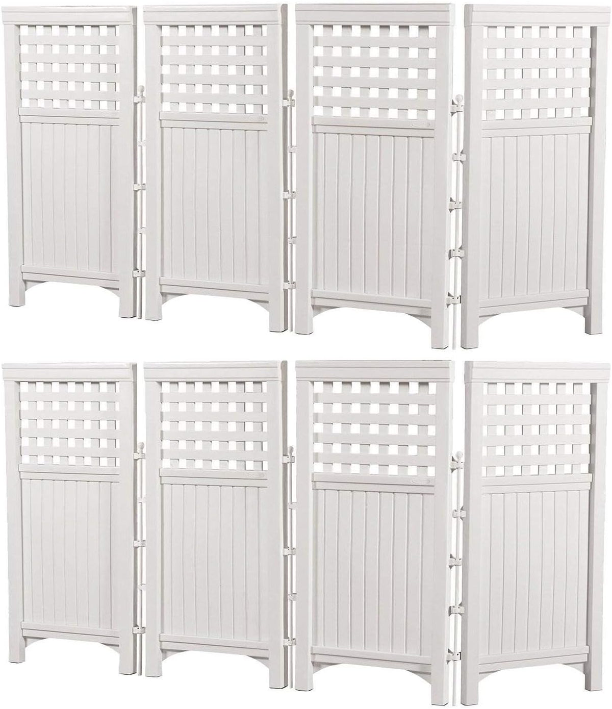 White 8 Panel Yard Screen Enclosure Fence T7686