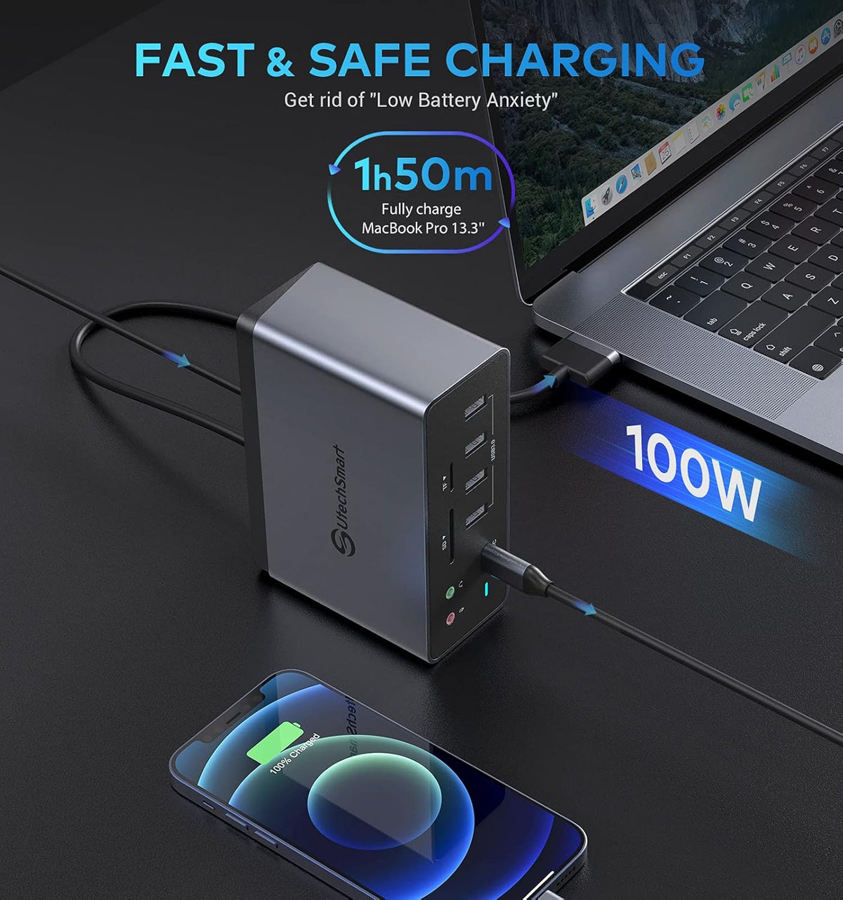 19 in 1 USB C Docking Station with 3 HDMI, VGA, PD 3.0, Ethernet, SD/TF Card Reader, Audio, 6 USB Ports Z461