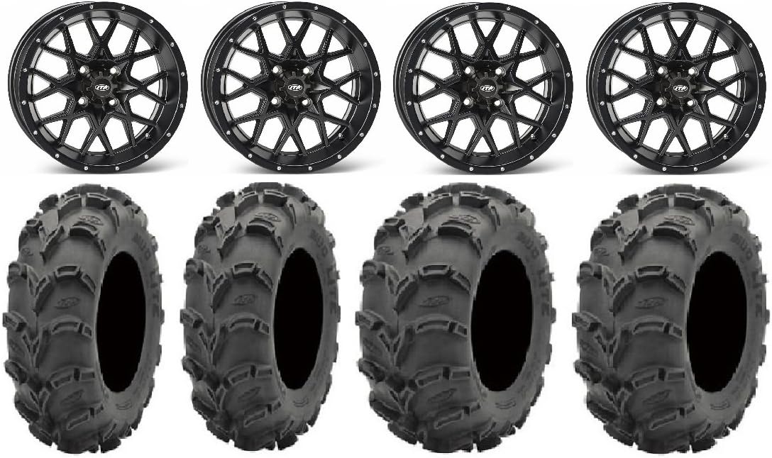 9 Items: 14 Wheels Black 27 MudLite XL Tires 4x156 Bolt Pattern 10mmx1.25 Lug Kit W983