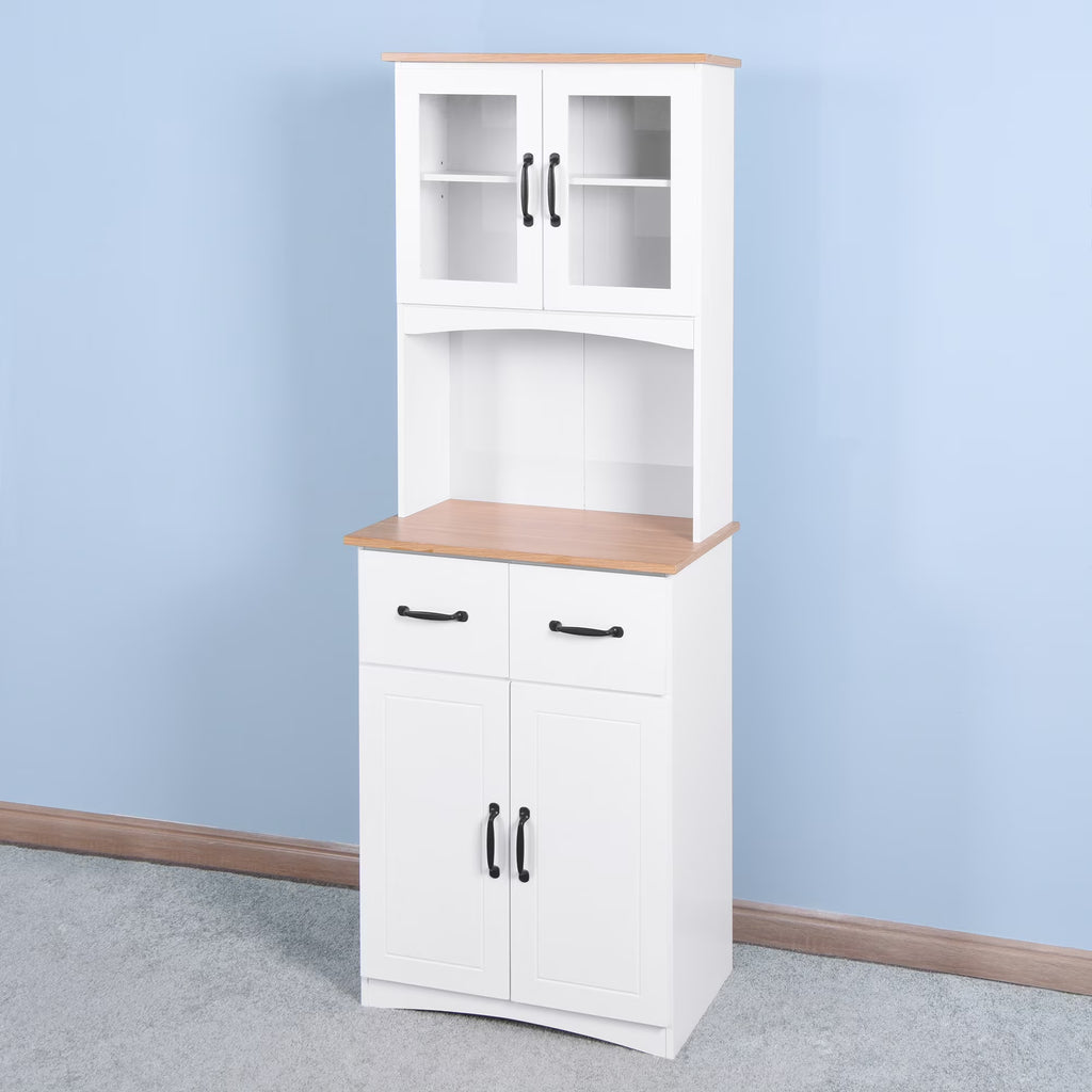 White Tall Wooden Kitchen Cabinet with 2 Drawers Y72880