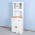 White Tall Wooden Kitchen Cabinet with 2 Drawers Y72880