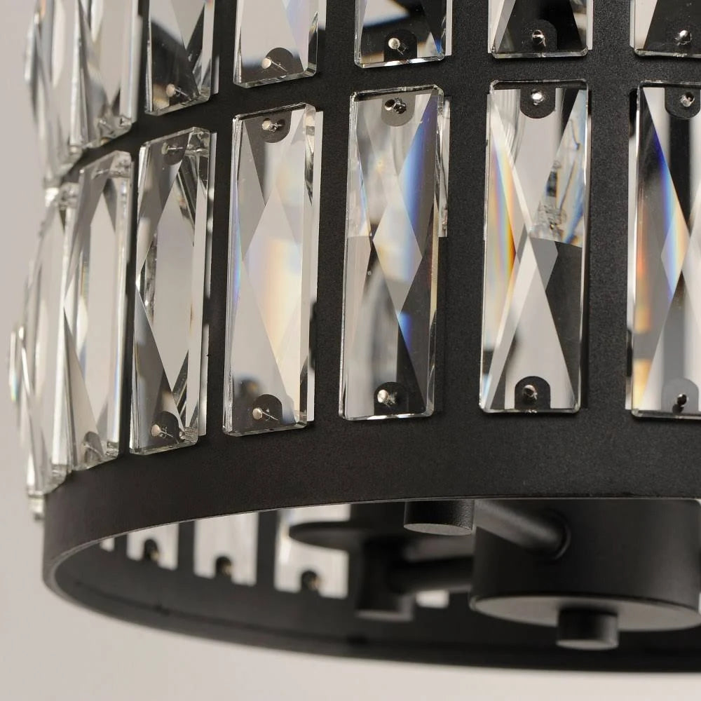 3 Light Flush Mount Black Finish I9745