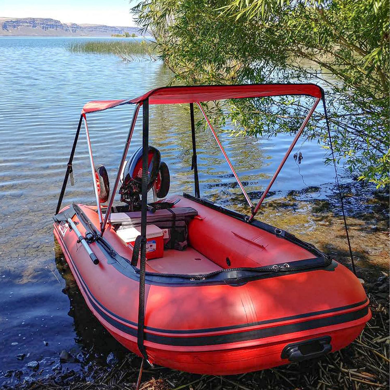 Red Bimini Top Boat Sun Shelter U34213