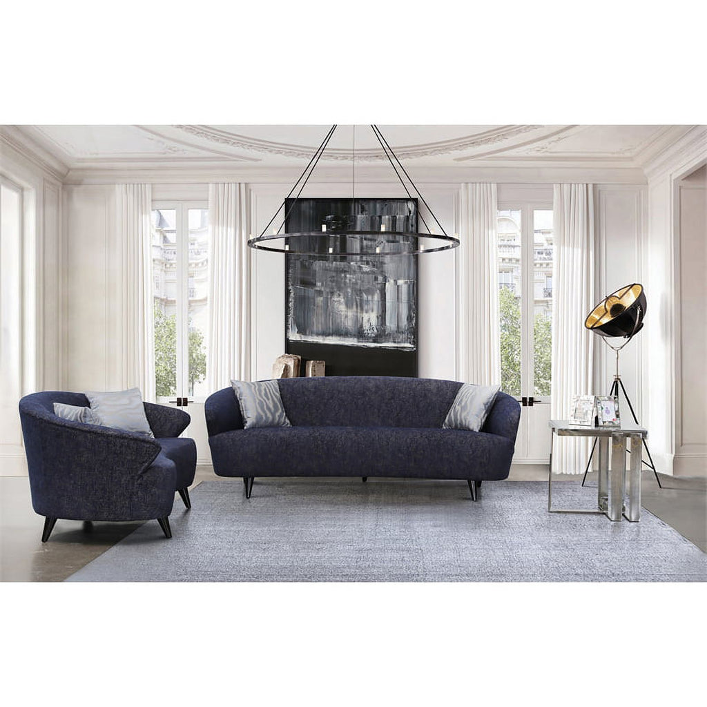 Dark Blue Fabric Loveseat R407