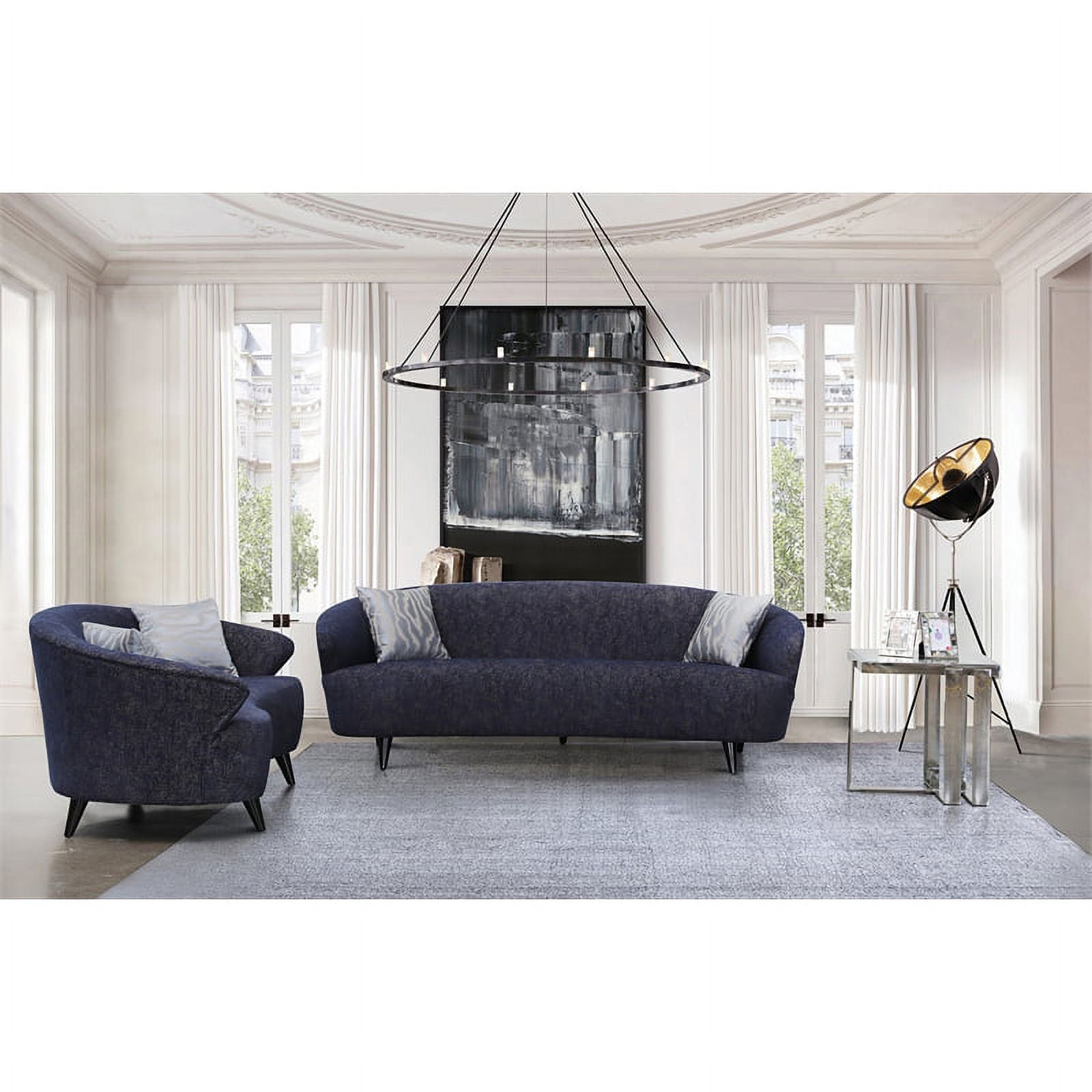 Dark Blue Fabric Loveseat R407