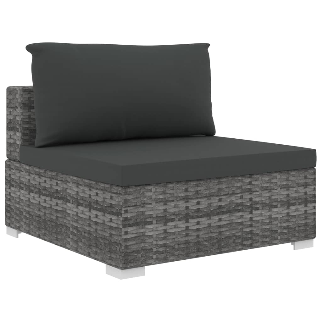 4 Piece Gray Poly Rattan Outdoor Sectional Sofa Set with Cushions and Coffee Table N320